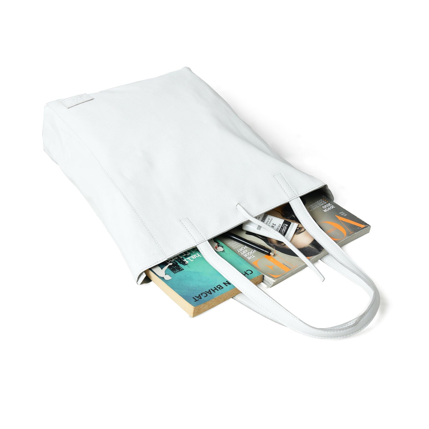 White Leather Shoulder Tote Bag - Tampa Home & Garden Store