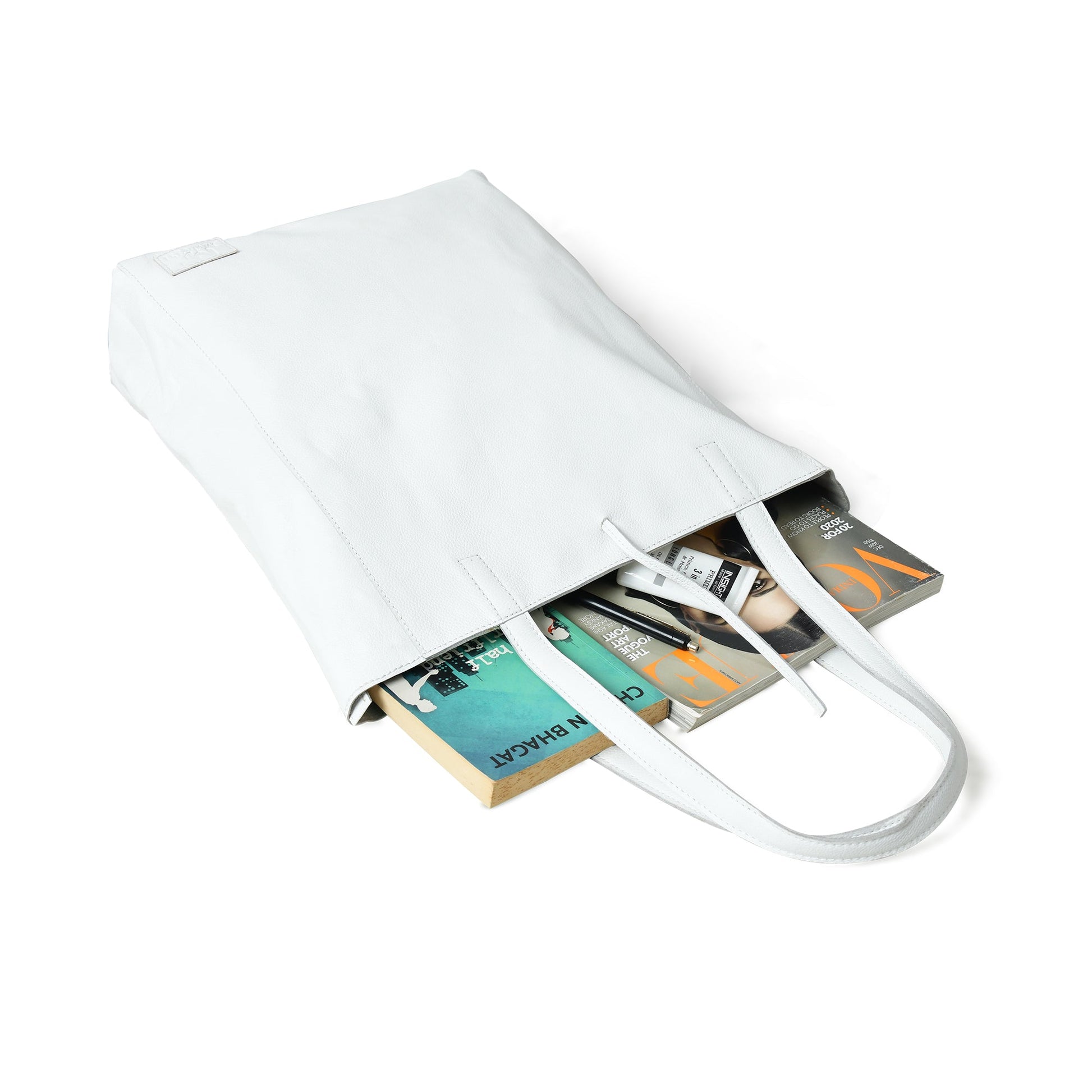 White Leather Shoulder Tote Bag - Tampa Home & Garden Store