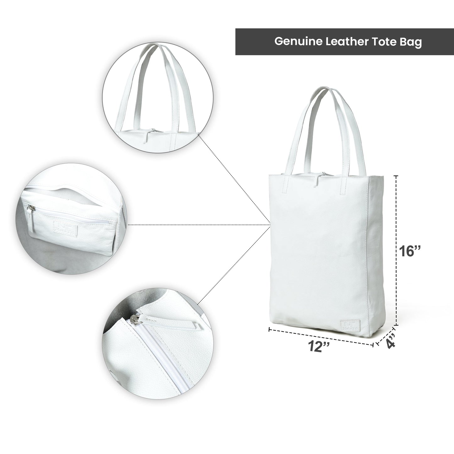 White Leather Shoulder Tote Bag - Tampa Home & Garden Store