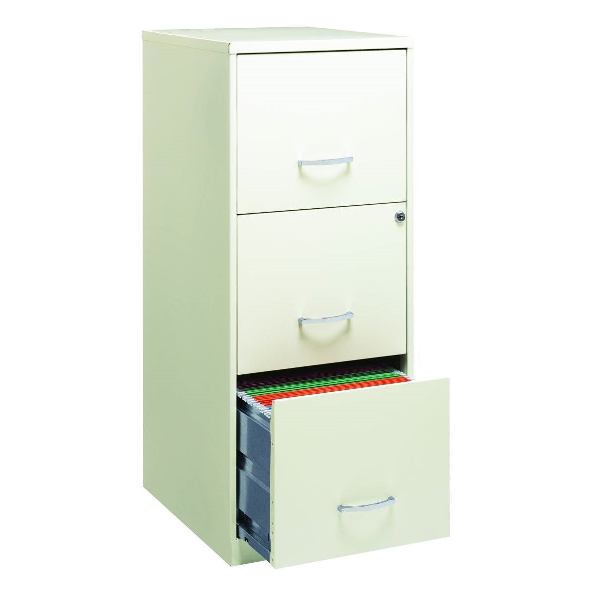 White Metal 3-Drawer Vertical File Cabinet with 2 Locking Drawers - Tampa Home & Garden Store