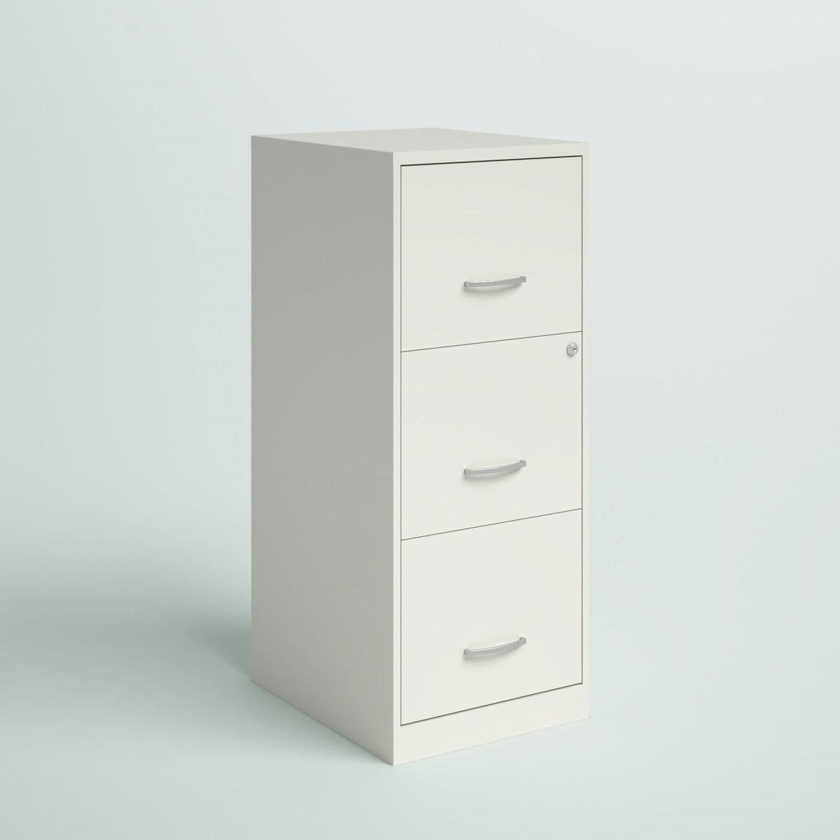 White Metal 3-Drawer Vertical File Cabinet with 2 Locking Drawers - Tampa Home & Garden Store