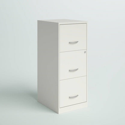 White Metal 3-Drawer Vertical File Cabinet with 2 Locking Drawers - Tampa Home & Garden Store