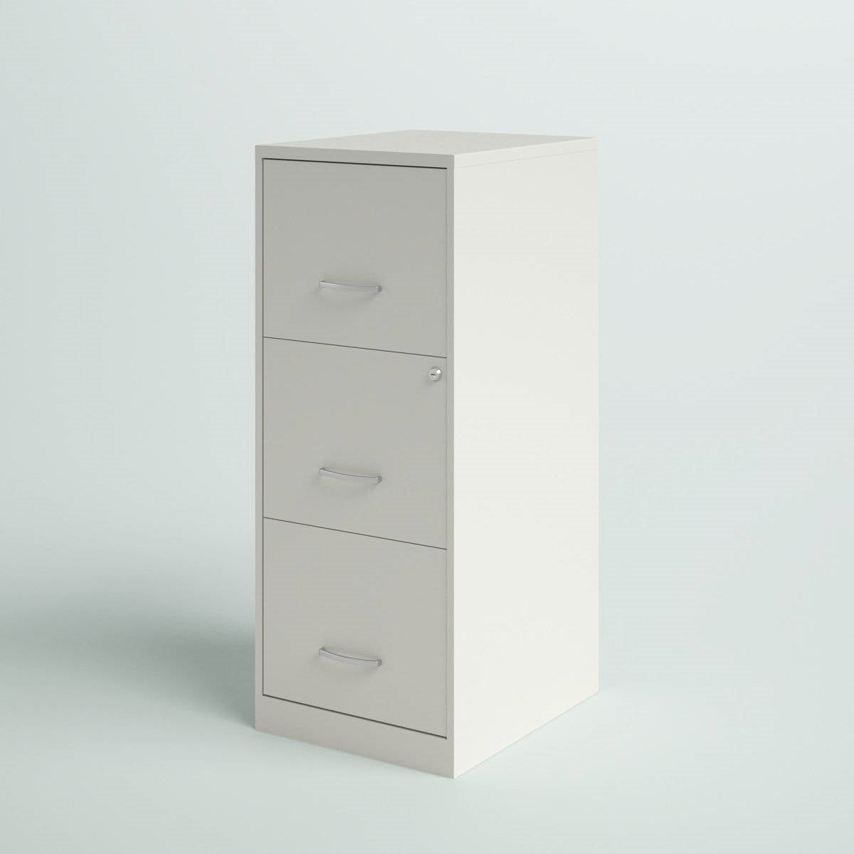 White Metal 3-Drawer Vertical File Cabinet with 2 Locking Drawers - Tampa Home & Garden Store