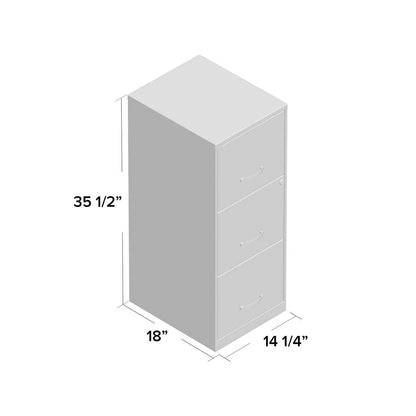 White Metal 3-Drawer Vertical File Cabinet with 2 Locking Drawers - Tampa Home & Garden Store