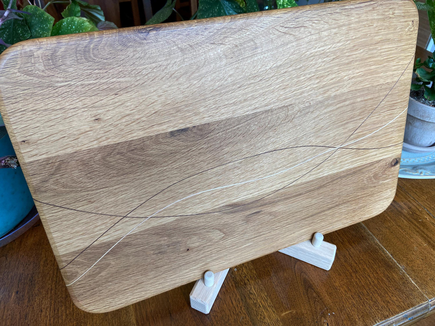 White Oak Charcuterie Board - Exotic Wood Decorative Banding - Tampa Home & Garden Store