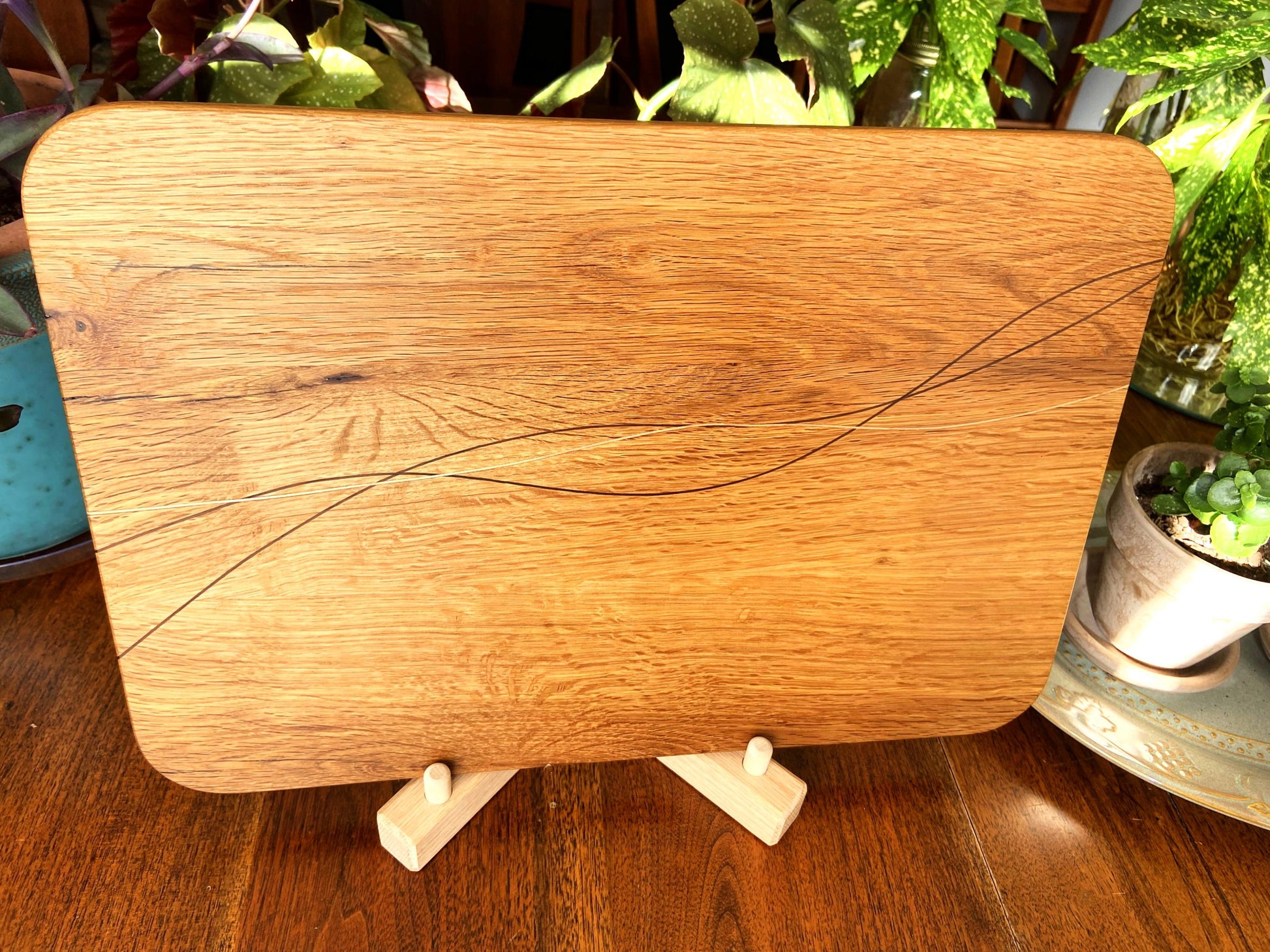 White Oak Charcuterie Board - Exotic Wood Decorative Banding - Tampa Home & Garden Store