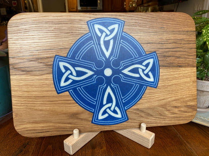 White Oak Charcuterie Board with Celtic Cross Resin Inlay - Handmade in USA - Tampa Home & Garden Store