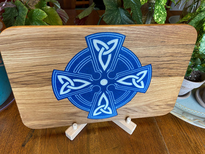 White Oak Charcuterie Board with Celtic Cross Resin Inlay - Handmade in USA - Tampa Home & Garden Store