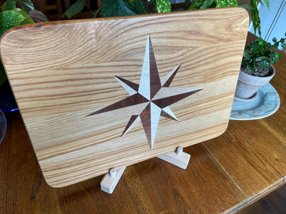 White Oak Charcuterie Board with Compass Rose Inlay - Handcrafted Woodwork - Tampa Home & Garden Store