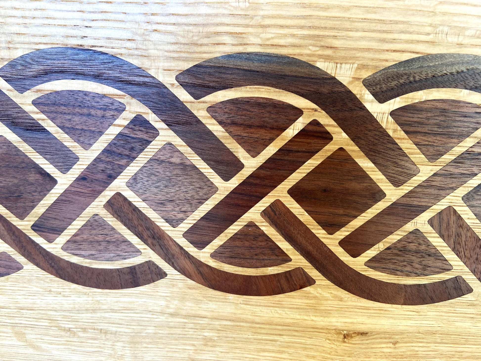 White Oak charcuterie board - complex Celtic knot inlay. - Tampa Home & Garden Store