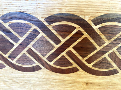 White Oak charcuterie board - complex Celtic knot inlay. - Tampa Home & Garden Store