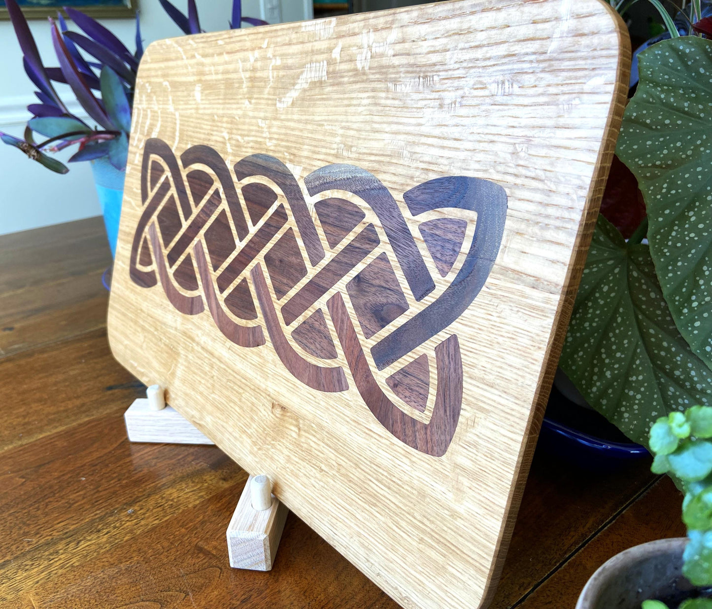 White Oak charcuterie board - complex Celtic knot inlay. - Tampa Home & Garden Store