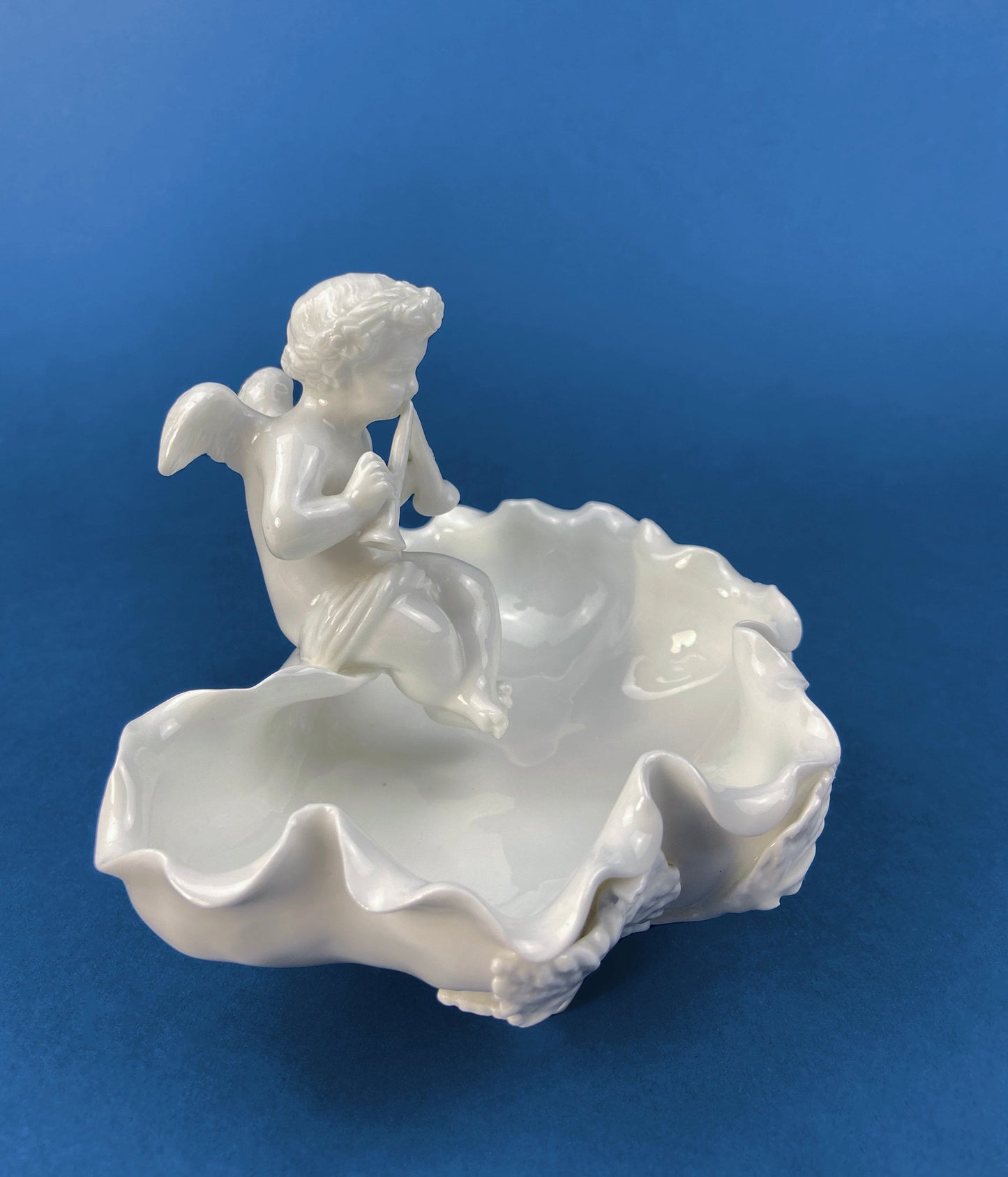 White Porcelain Cupid Soap Potpourri Serving Dish. Cupid Playing Flute. Gilman Coll. "Amore", NY. Original. Gift of Love. White Table Decor. - Tampa Home & Garden Store