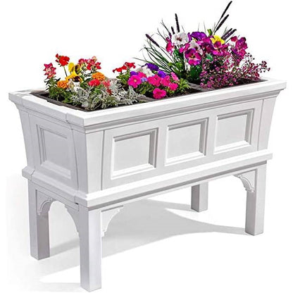 White Rectangular Raised Garden Bed Planter Box with Removeable Trays - Tampa Home & Garden Store