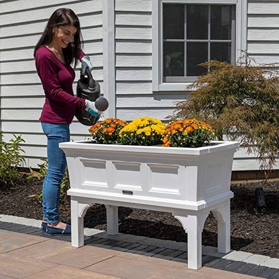 White Rectangular Raised Garden Bed Planter Box with Removeable Trays - Tampa Home & Garden Store