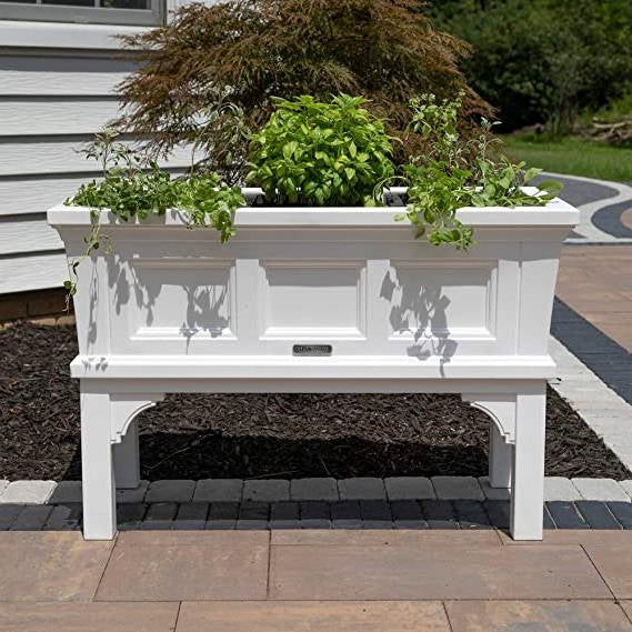 White Rectangular Raised Garden Bed Planter Box with Removeable Trays - Tampa Home & Garden Store