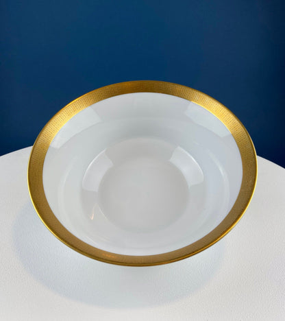 White and Gold Sango Porcelain, Georgetown Bowl. Wedding Band Pattern Porcelain Serving Dish.  Wedding Gift. - Tampa Home & Garden Store