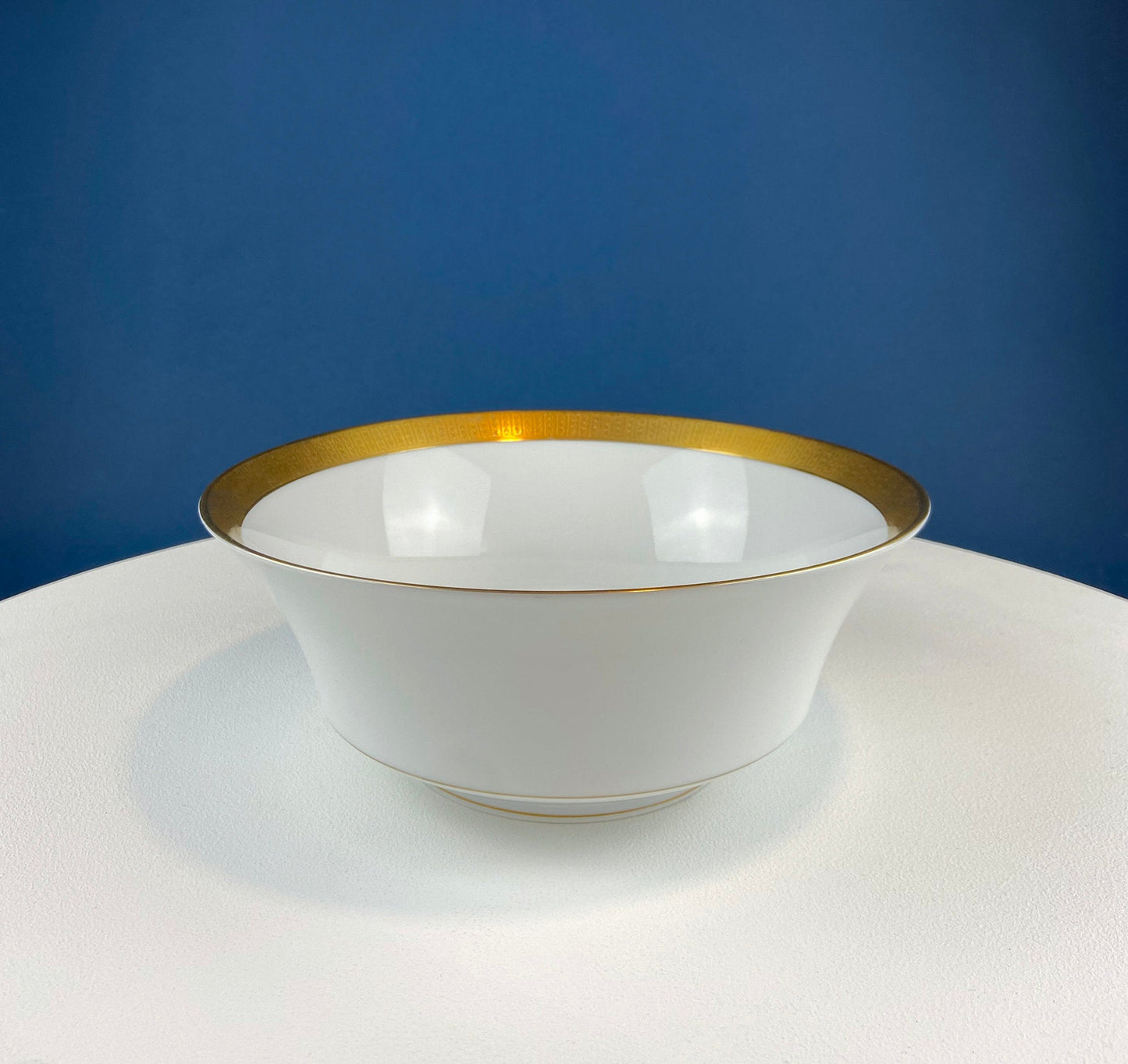 White and Gold Sango Porcelain, Georgetown Bowl. Wedding Band Pattern Porcelain Serving Dish.  Wedding Gift. - Tampa Home & Garden Store