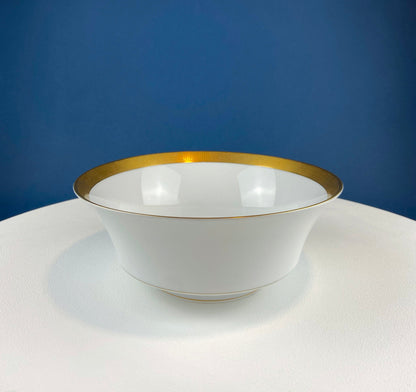 White and Gold Sango Porcelain, Georgetown Bowl. Wedding Band Pattern Porcelain Serving Dish.  Wedding Gift. - Tampa Home & Garden Store