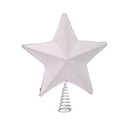 White and Silver Star Treetop - 13 Inch - Tampa Home & Garden Store