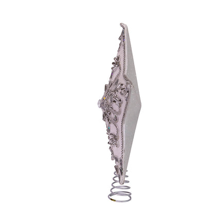 White and Silver Star Treetop - 13 Inch - Tampa Home & Garden Store