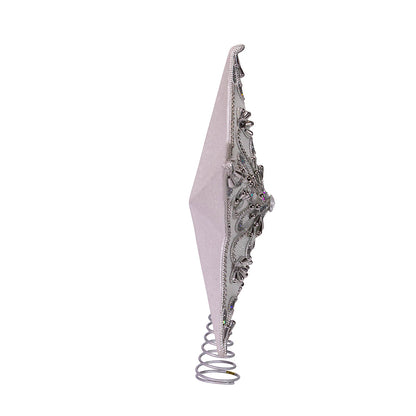White and Silver Star Treetop - 13 Inch - Tampa Home & Garden Store