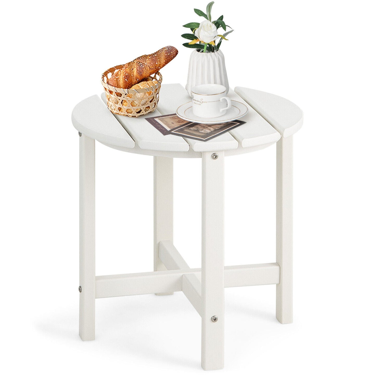 Mesa auxiliar Adirondack redonda de 45 cm resistente a la intemperie - Azul marino