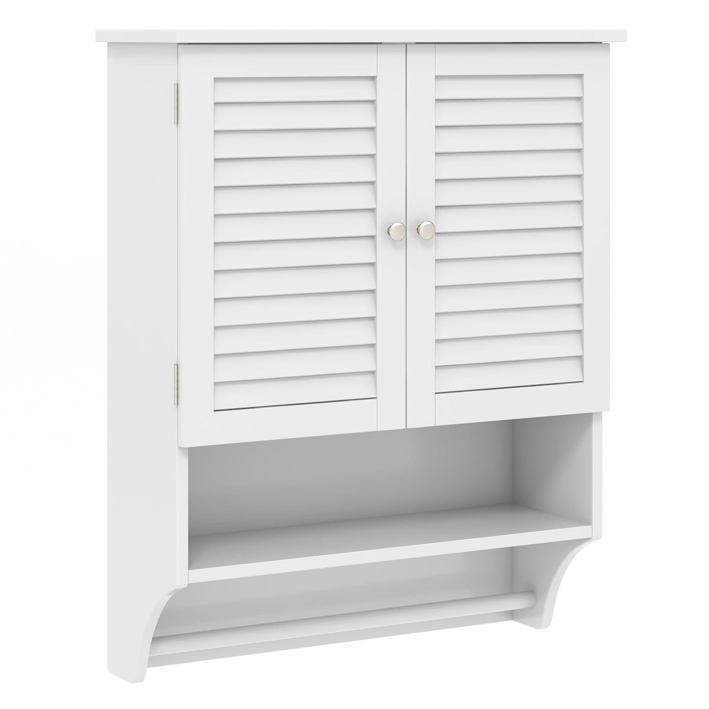 Botiquín de baño de 2 puertas con barra para toallas, para montar en la pared - Marrón