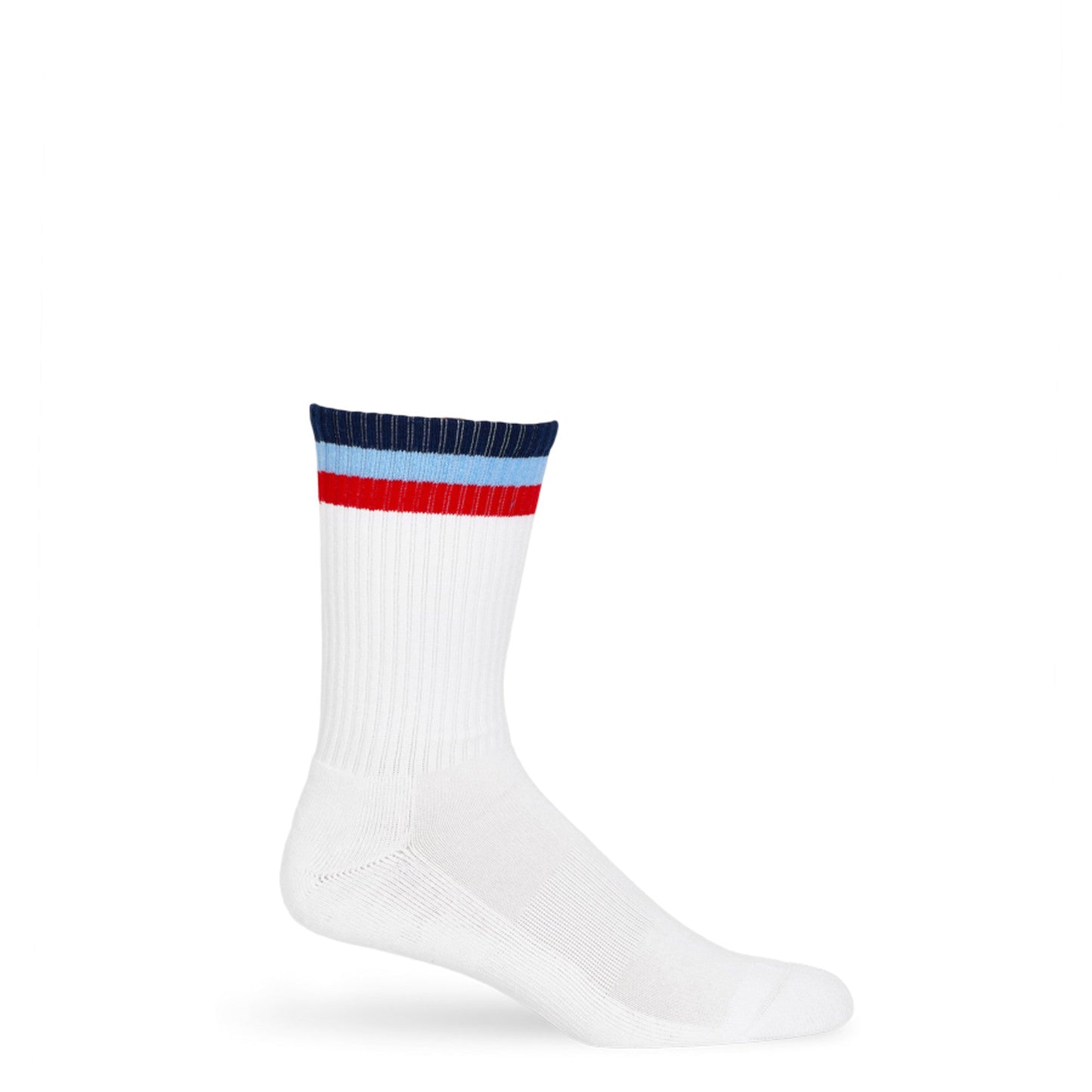 3 Stripe Casual Crew Socks 2-Pack DeadSoxy team colorways white ribbed crew navy cuffs on Tampa Home & Garden Store