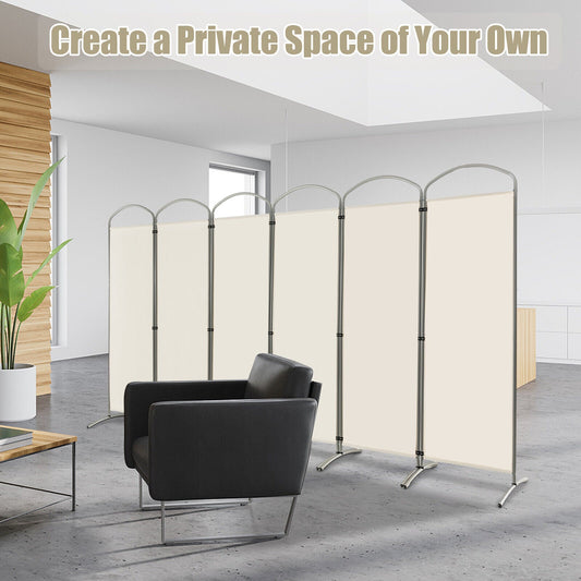 6 Feet 6-Panels Freestanding Folding Privacy Screen-White - Tampa Home & Garden Store