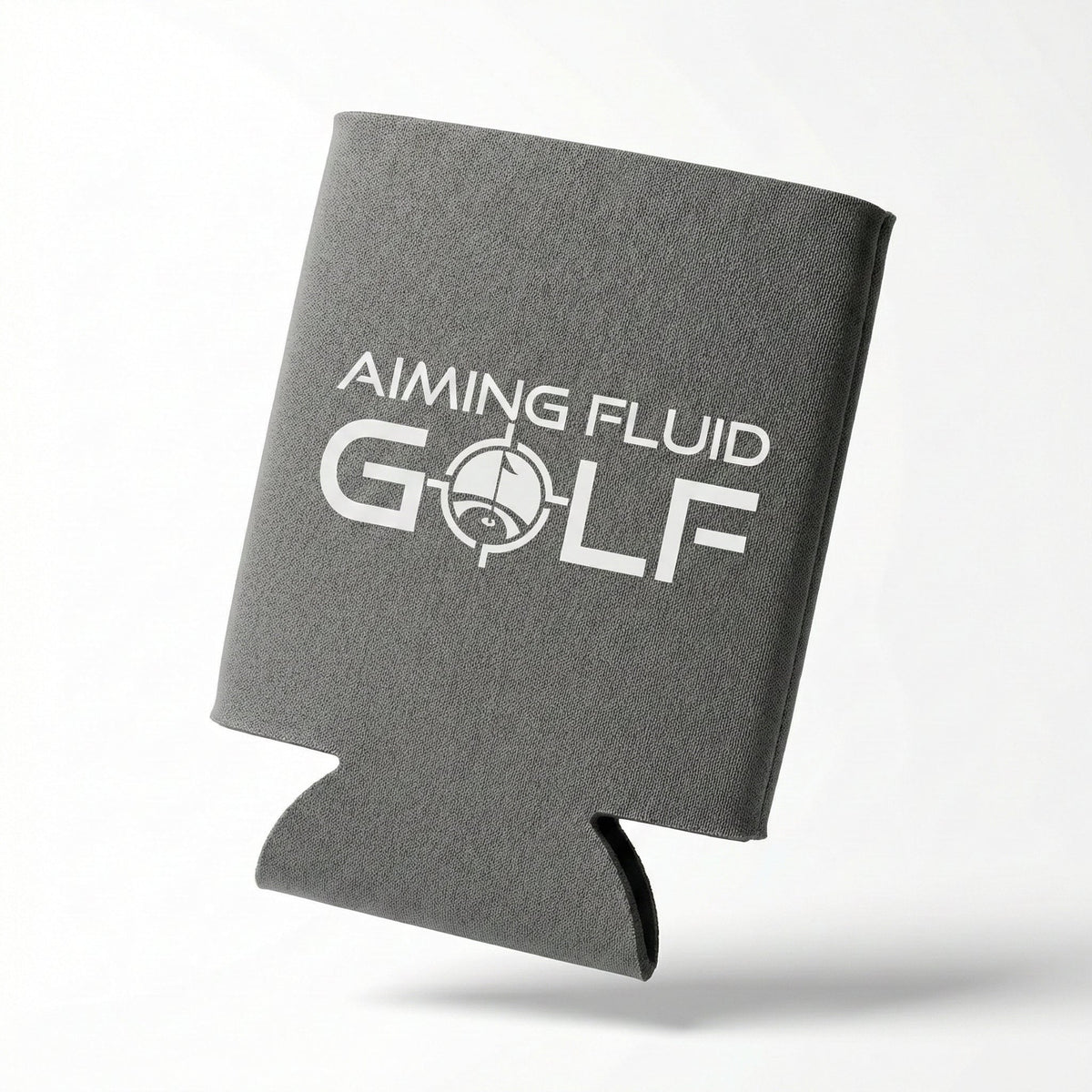 Brewski Koozie gray neoprene golf sleeve with Aiming Fluid Golf logo on Tampa Home & Garden Store