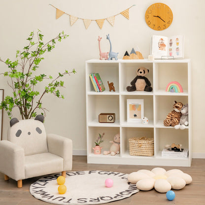 Estantería moderna de 9 cubos con 2 kits antivuelco para libros, juguetes y adornos - Blanca