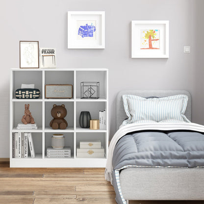 Estantería moderna de 9 cubos con 2 kits antivuelco para libros, juguetes y adornos - Blanca