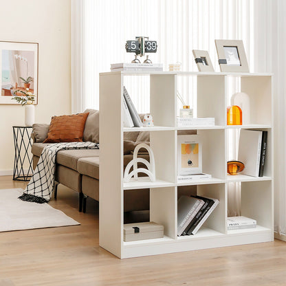 Estantería moderna de 9 cubos con 2 kits antivuelco para libros, juguetes y adornos - Blanca