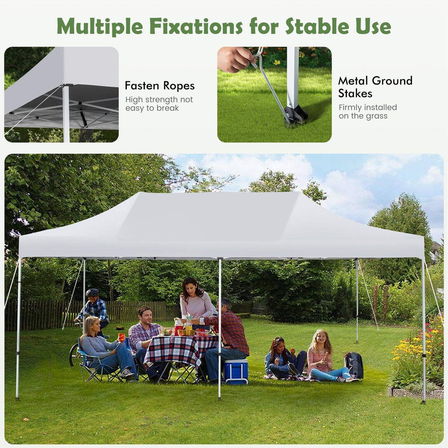10 x 20 Feet Outdoor Pop-Up Patio Folding Canopy Tent-White