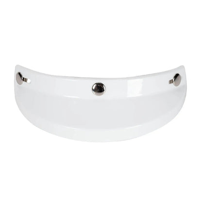 Visor for 3/4 helmet, white curved visor with chrome snaps and center fastener, BikerZoneZ on Tampa Home & Garden Store