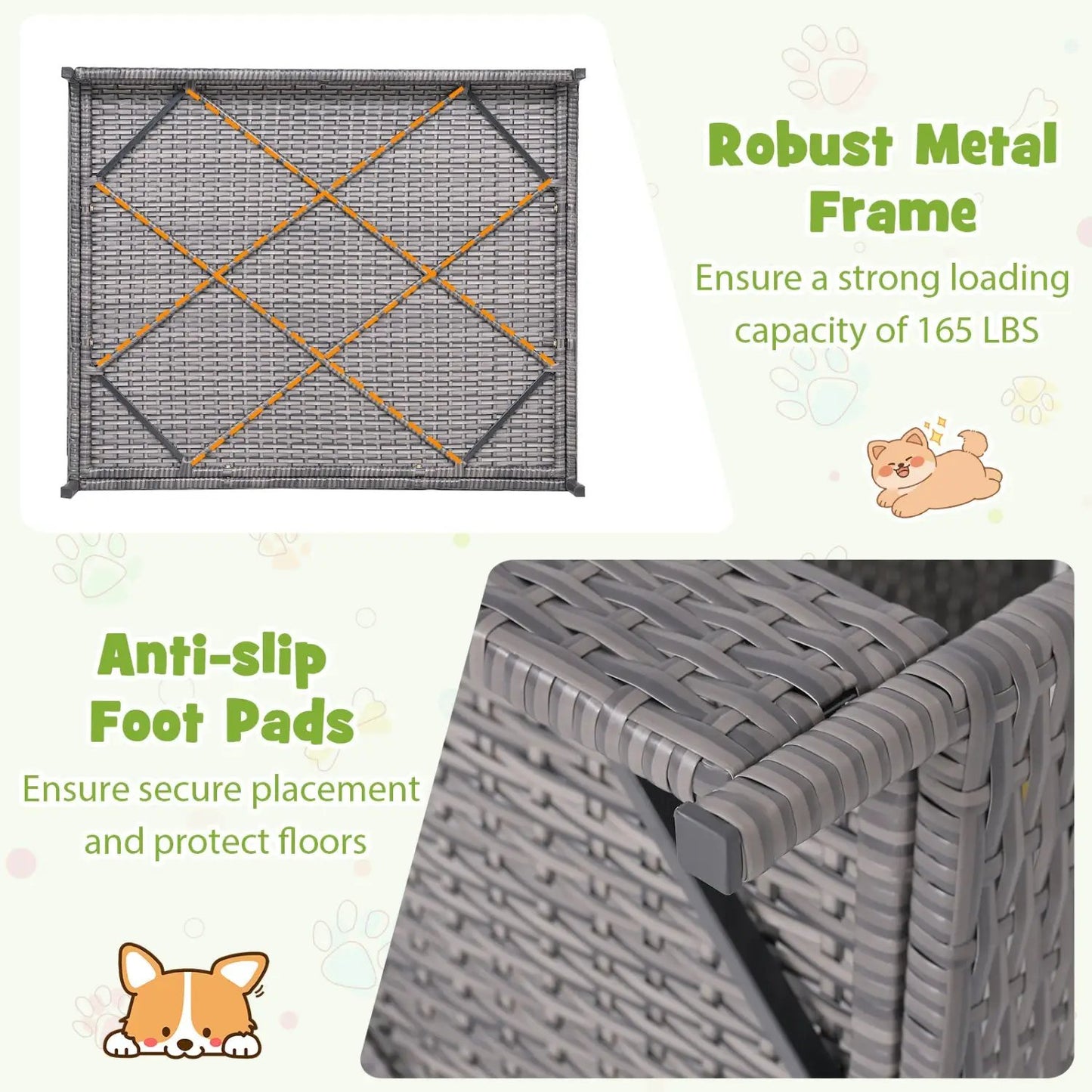 Wicker Dog House Elevated Bed with Canopy