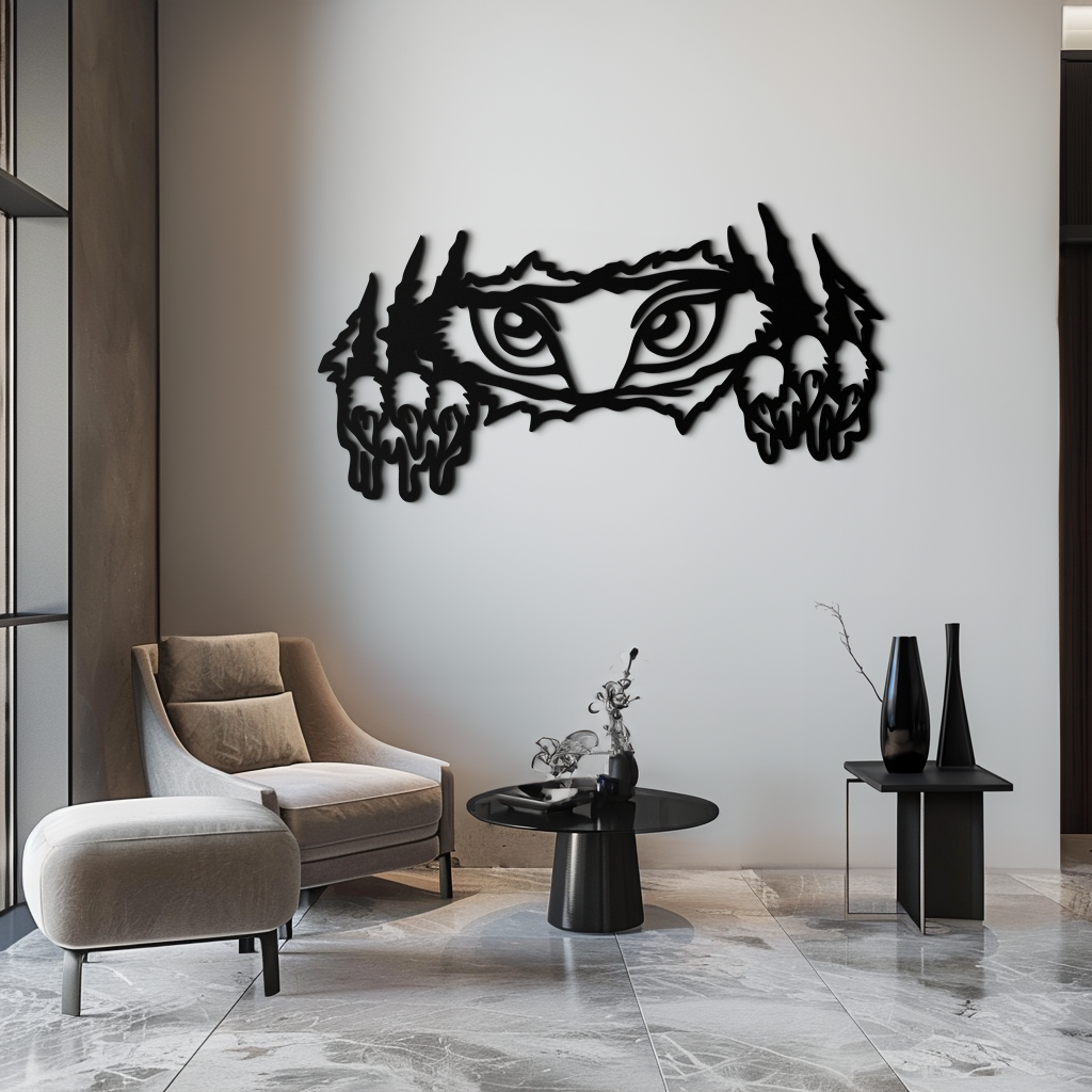 Wild Claws and Eyes Metal Wall Art – Fierce Animal Scratch Silhouette Design- KAF707 - Tampa Home & Garden Store