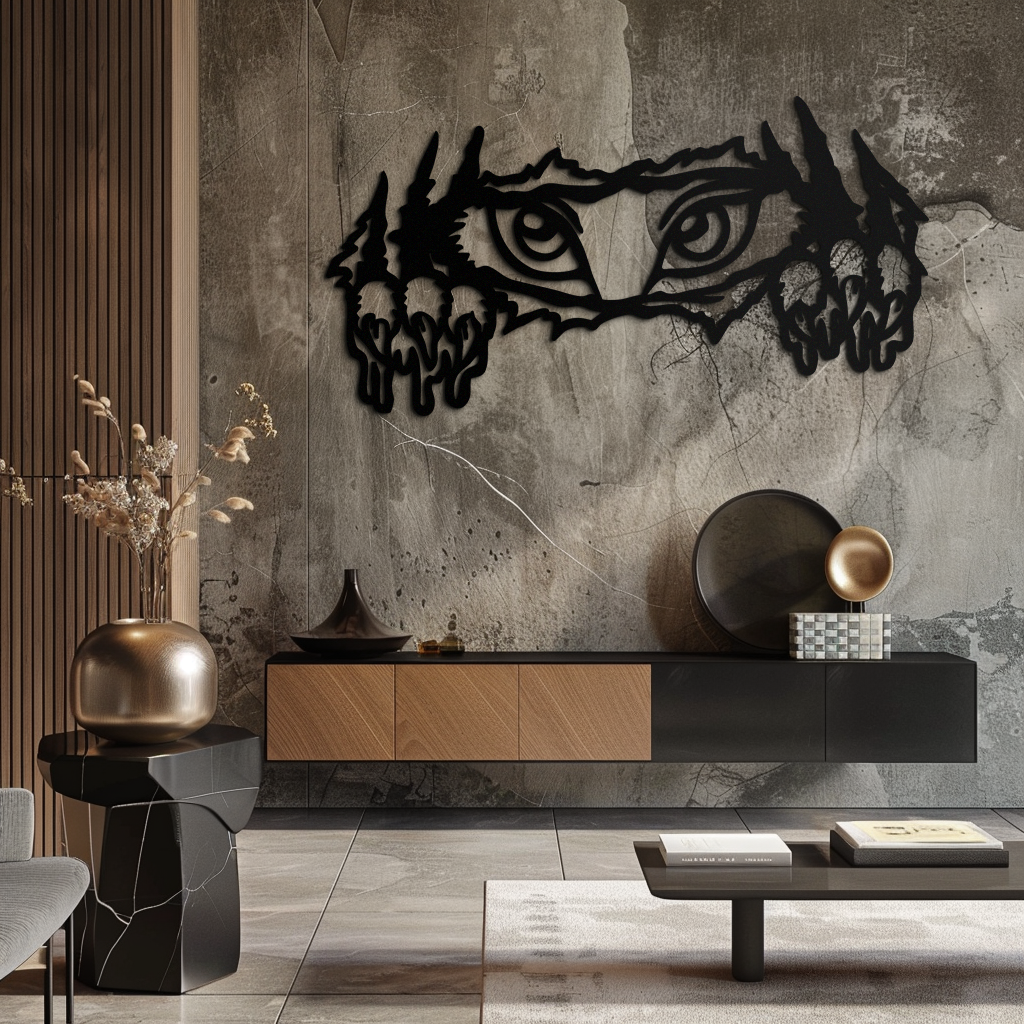 Wild Claws and Eyes Metal Wall Art – Fierce Animal Scratch Silhouette Design- KAF707 - Tampa Home & Garden Store
