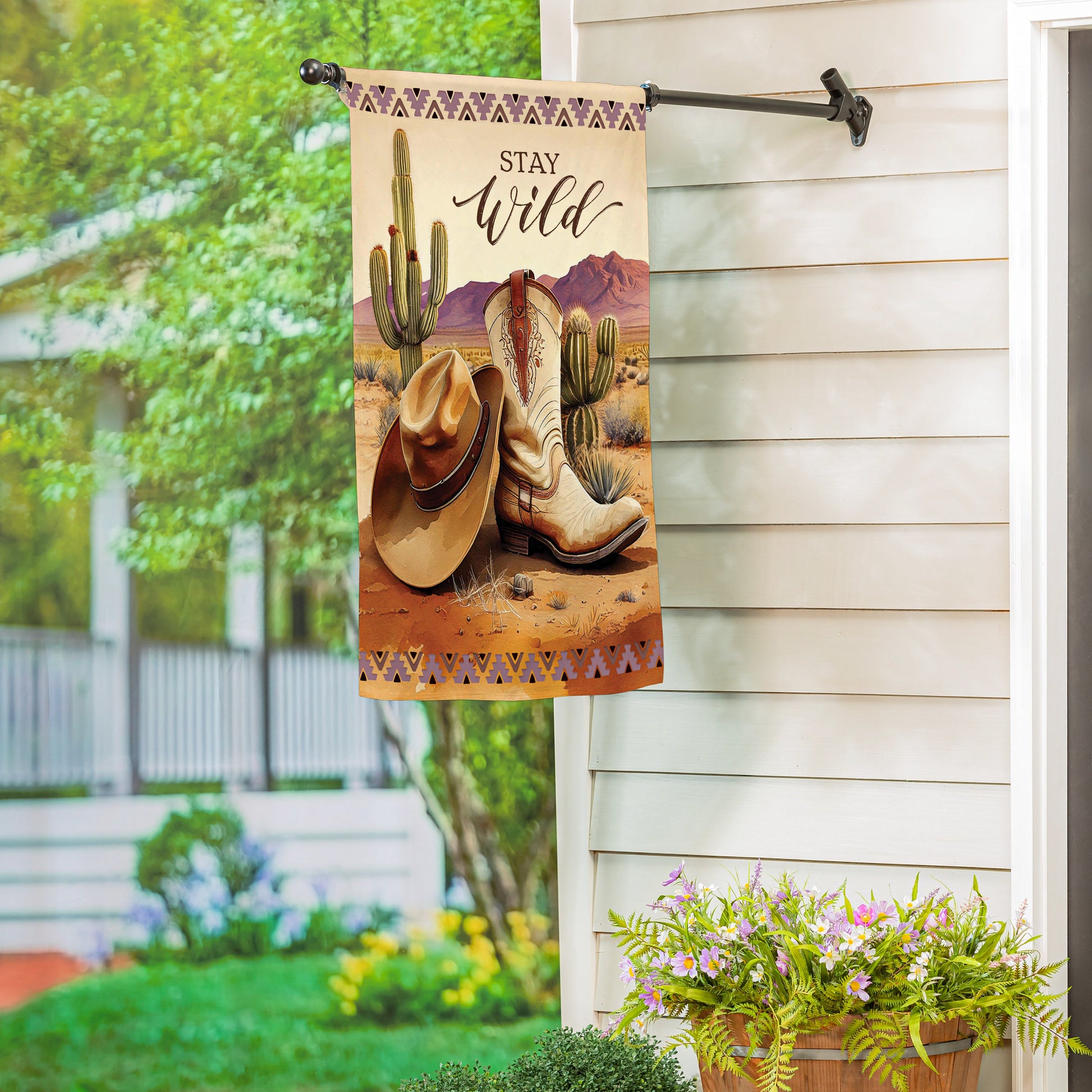 Wild West Suede House Flag - Tampa Home & Garden Store