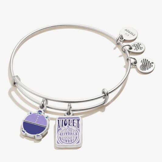 Willy Wonka Violet Duo Charm Bangle silver bracelet with violet charms by Alex and Ani on Tampa Home & Garden Store