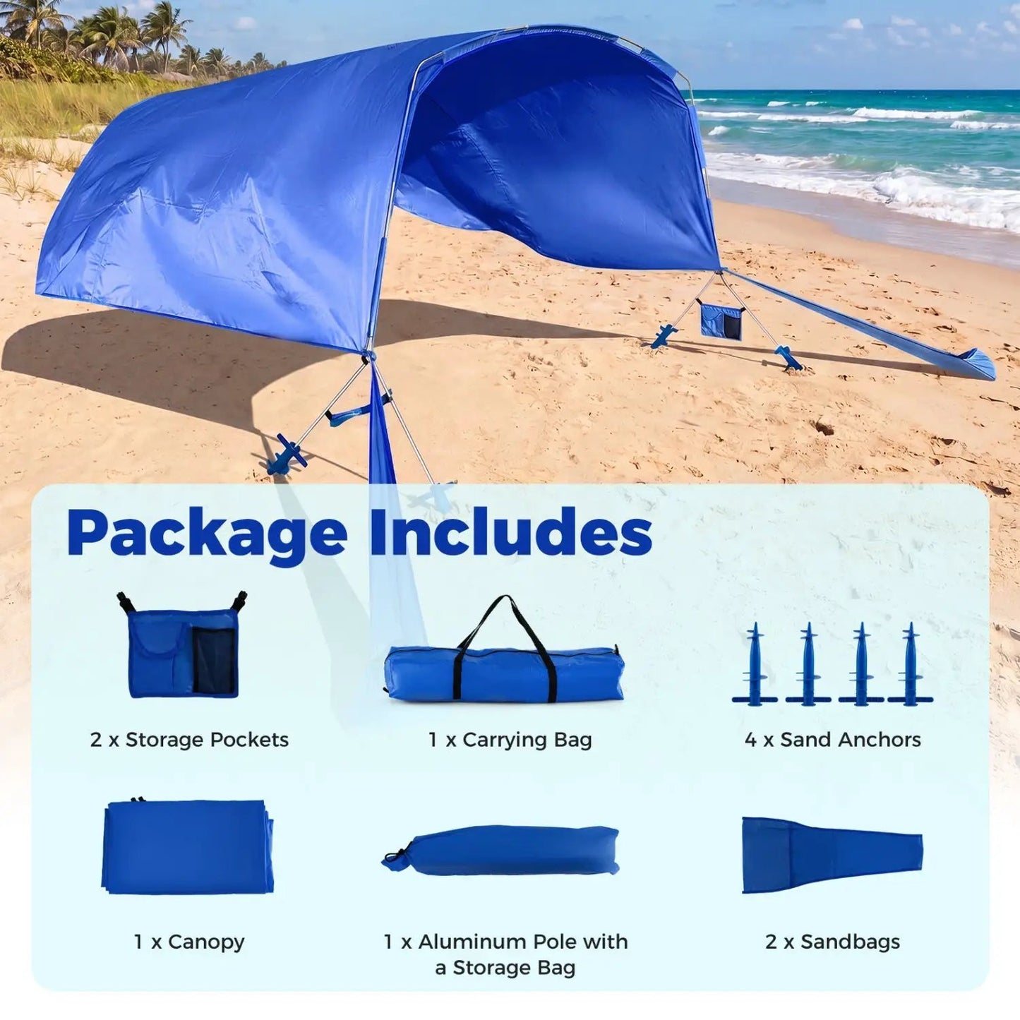 Wind Powered Beach Tent Portable Sun Shelter