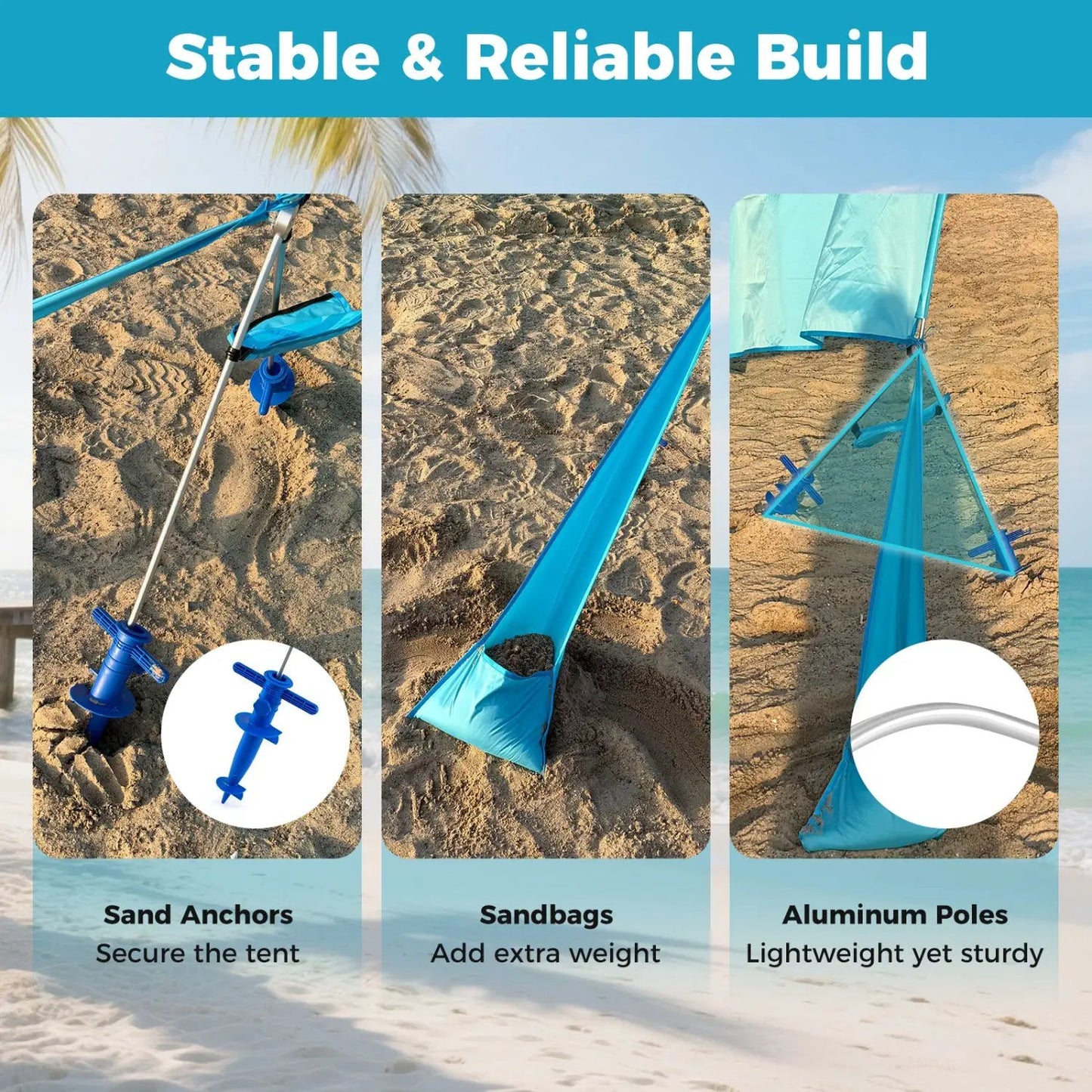 Wind Powered Beach Tent Portable Sun Shelter