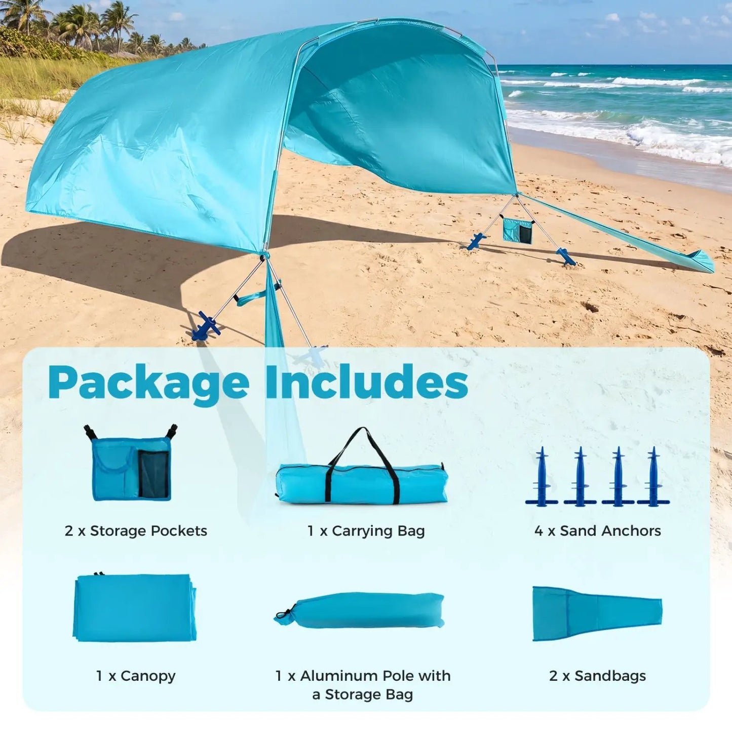 Wind Powered Beach Tent Portable Sun Shelter