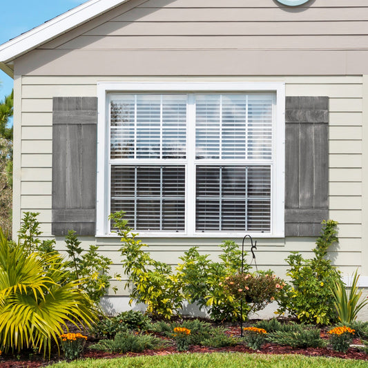 36 x 11 Inch Farmhouse Paulownia Wood Window Shutters Set of 2 for Windows-Dark Gray - Tampa Home & Garden Store