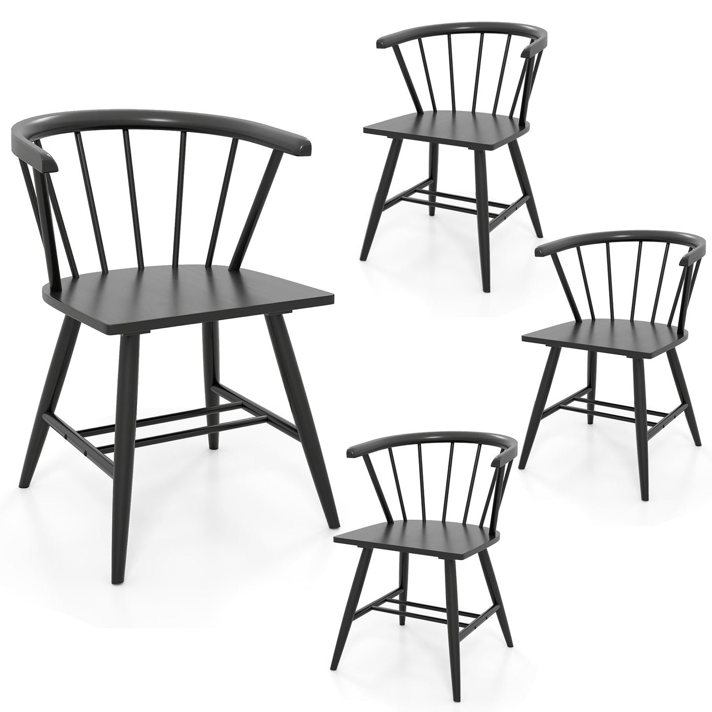 DirectDeals Windsor Dining Chairs set of 4 black mid-century kitchen chairs on Tampa Home & Garden Store