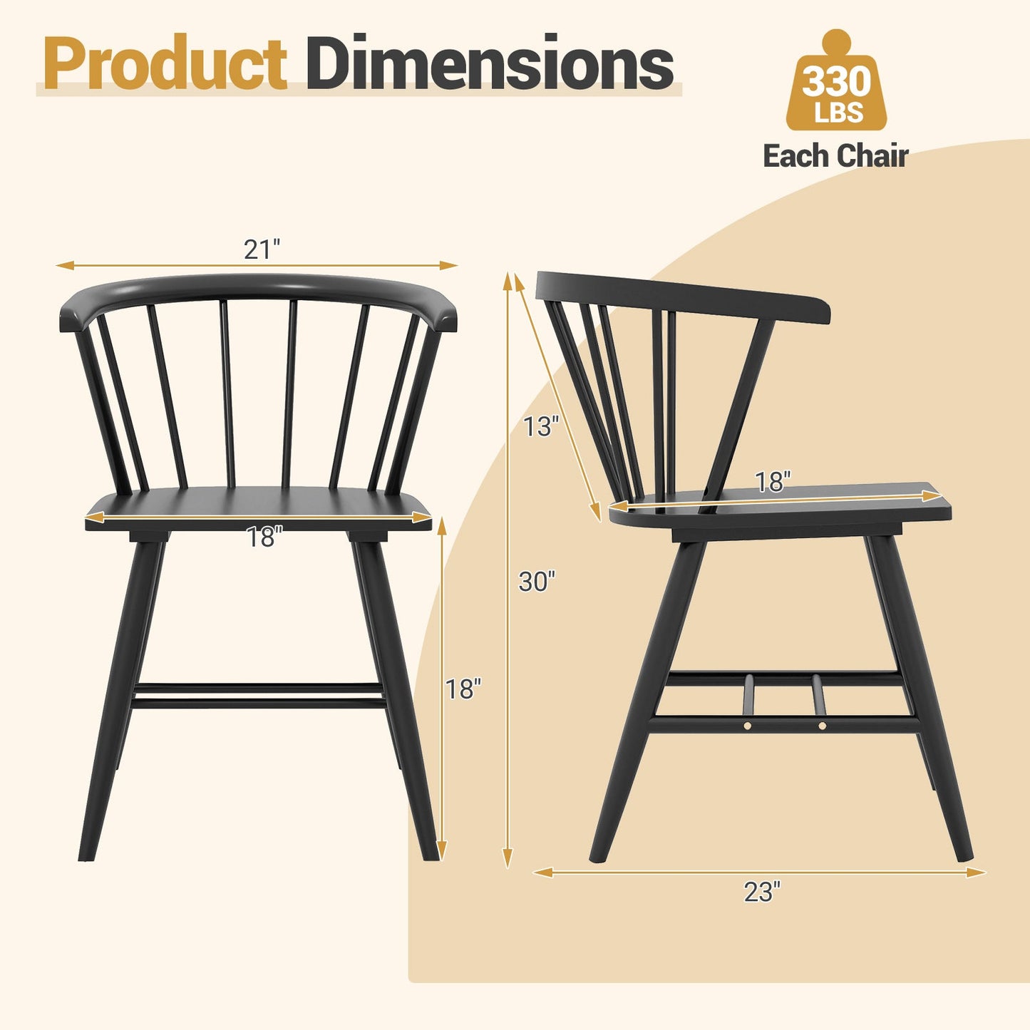 DirectDeals Windsor dining chair set of 4, black mid-century modern kitchen chairs on Tampa Home & Garden Store