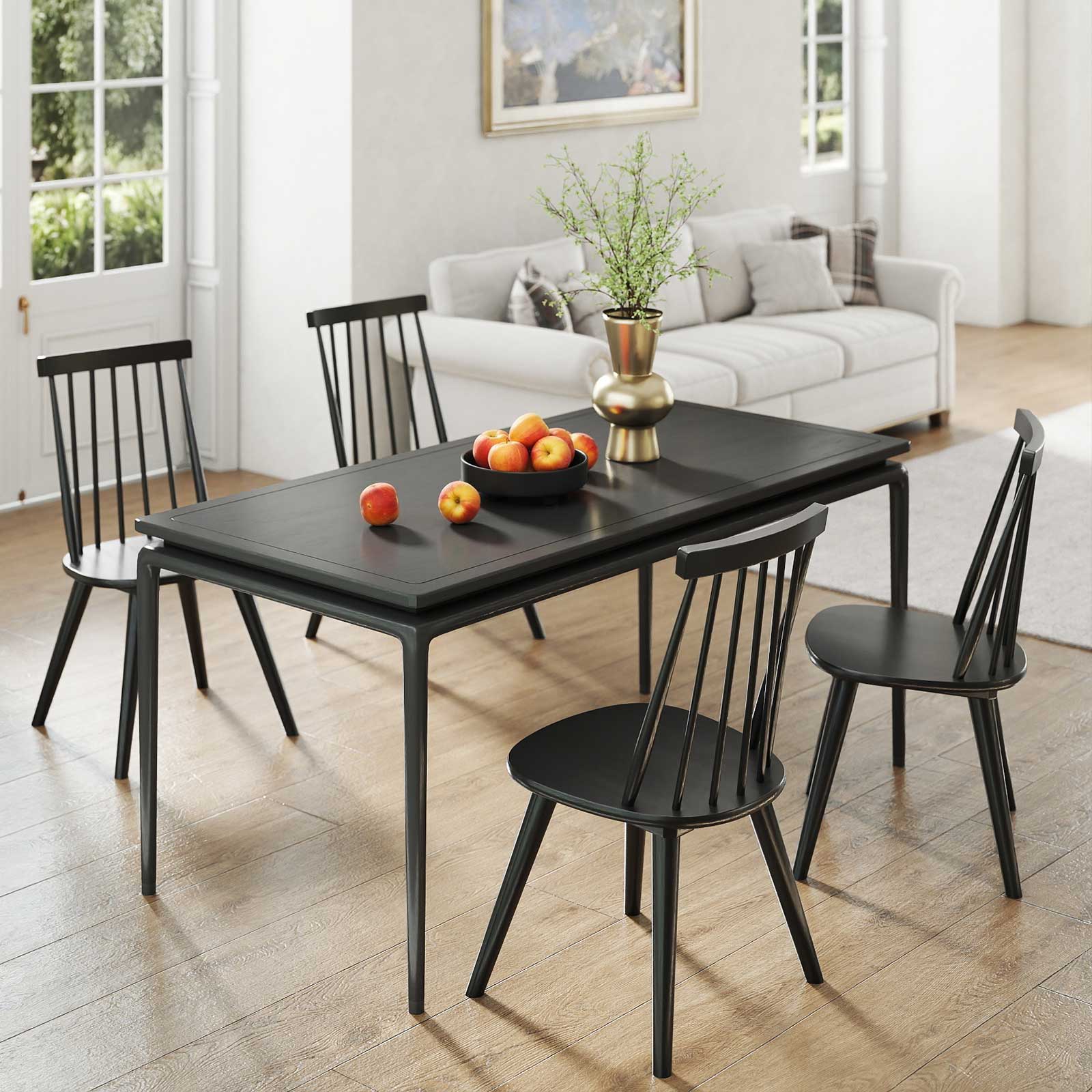 Windsor dining chairs set of 4 with solid rubber wood frame in black DirectDeals on Tampa Home & Garden Store