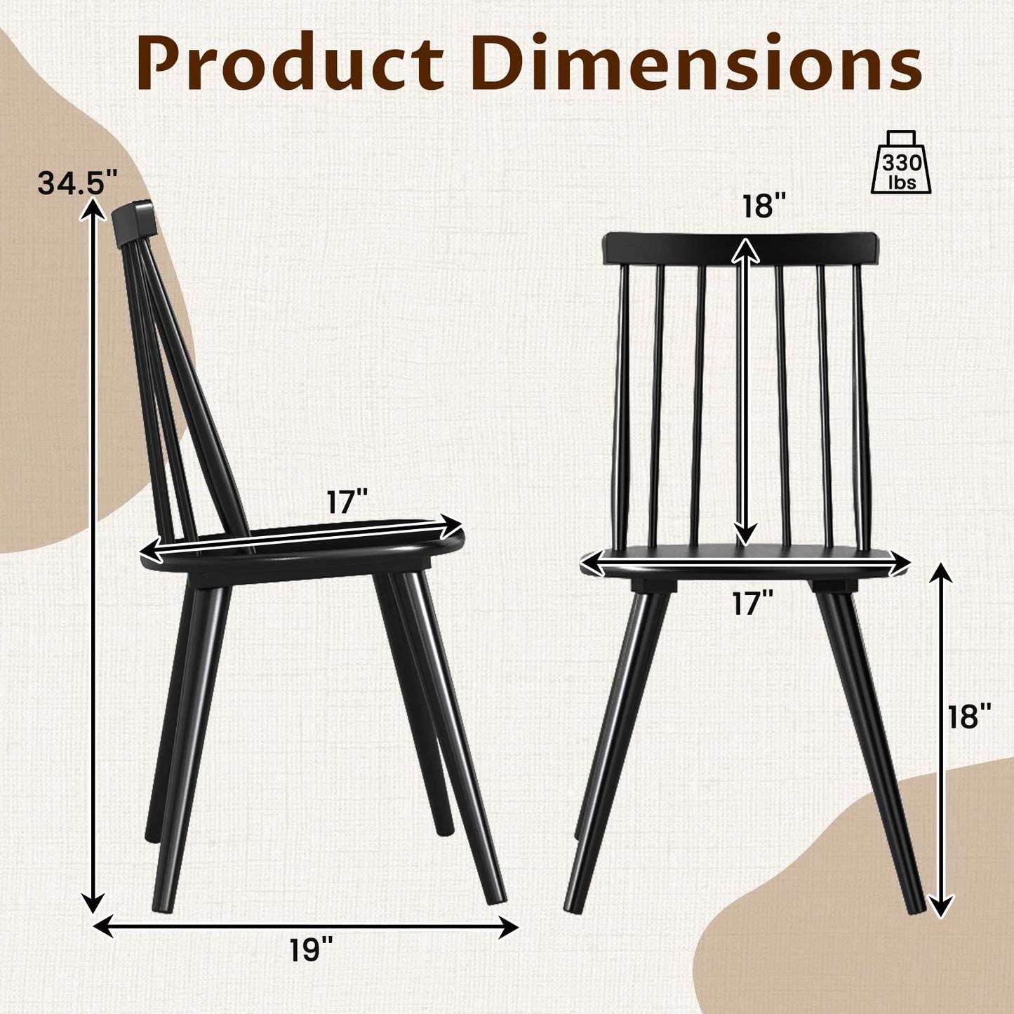 Windsor dining chair set of 4 black solid rubber wood frame with spindle back DirectDeals on Tampa Home & Garden Store