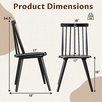 Windsor dining chair set of 4 black solid rubber wood frame with spindle back DirectDeals on Tampa Home & Garden Store